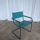 Vintage Mart Stam Style Armchair: Turquoise Leather, Black Chrome Cantileve