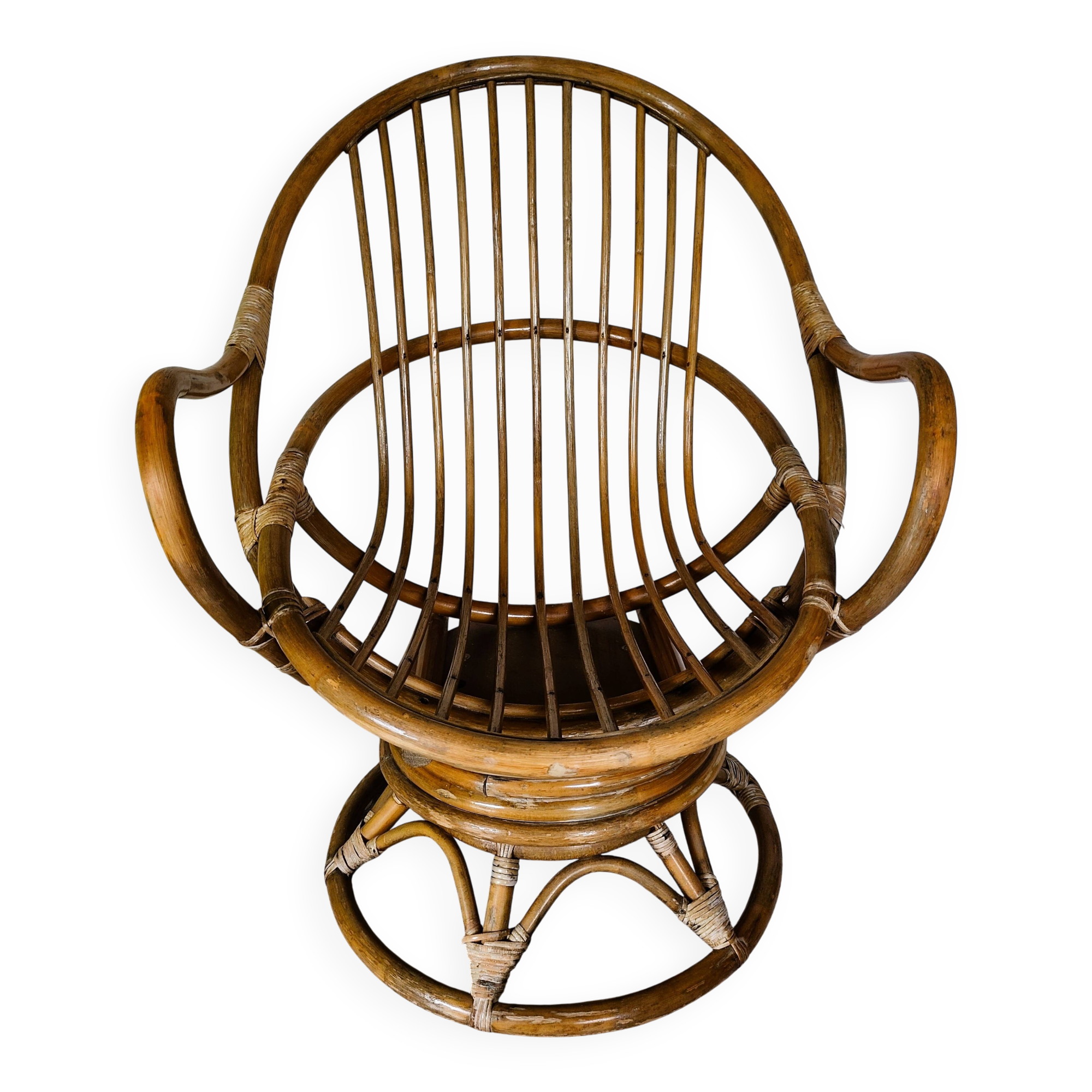 Vintage rattan swivel chair