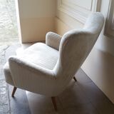 Set of 4 chairs organic wingback chairs of the 50s/60s vintage