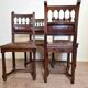 Series of 4 renaissance style chairs in natural wood and leather circa 1850
