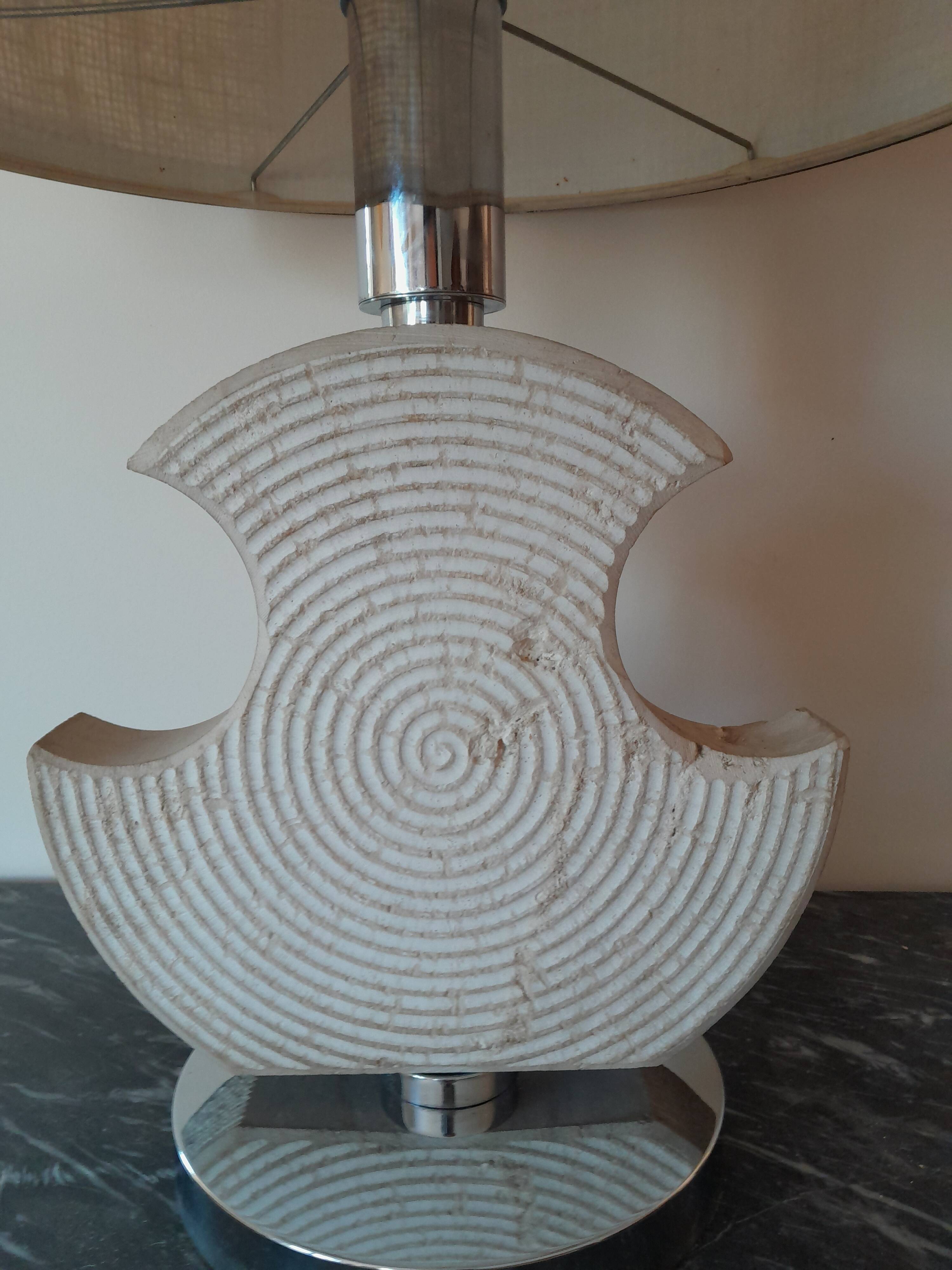 Brutalist lamp in Gard stone and chrome, 1970s