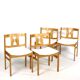 Set of four pine chairs from the 1960s.