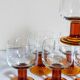 Six amber stemmed glasses from the 70s
