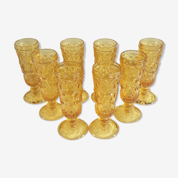 Old flutes in molded glass, pressed