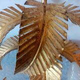 Old wall lamp palm shaped metal dore with leaf