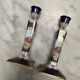 English porcelain clock and candle holders