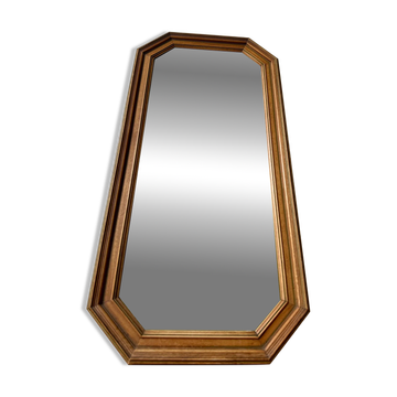 Octagonal ribbed mirror in gilded wood