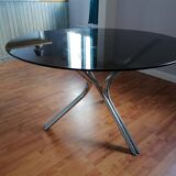Space Age 1970s chrome and glass round table