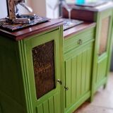 Art Deco Gin Buffet, painted in Farrow and Ball with a William Morris-inspired interior