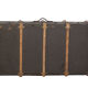 Trunk with wood, brass lock, khaki green coated canvas, circa 1930