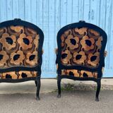 Paire de fauteuils à la reine laqués. Napoléon III, XIXe siècle