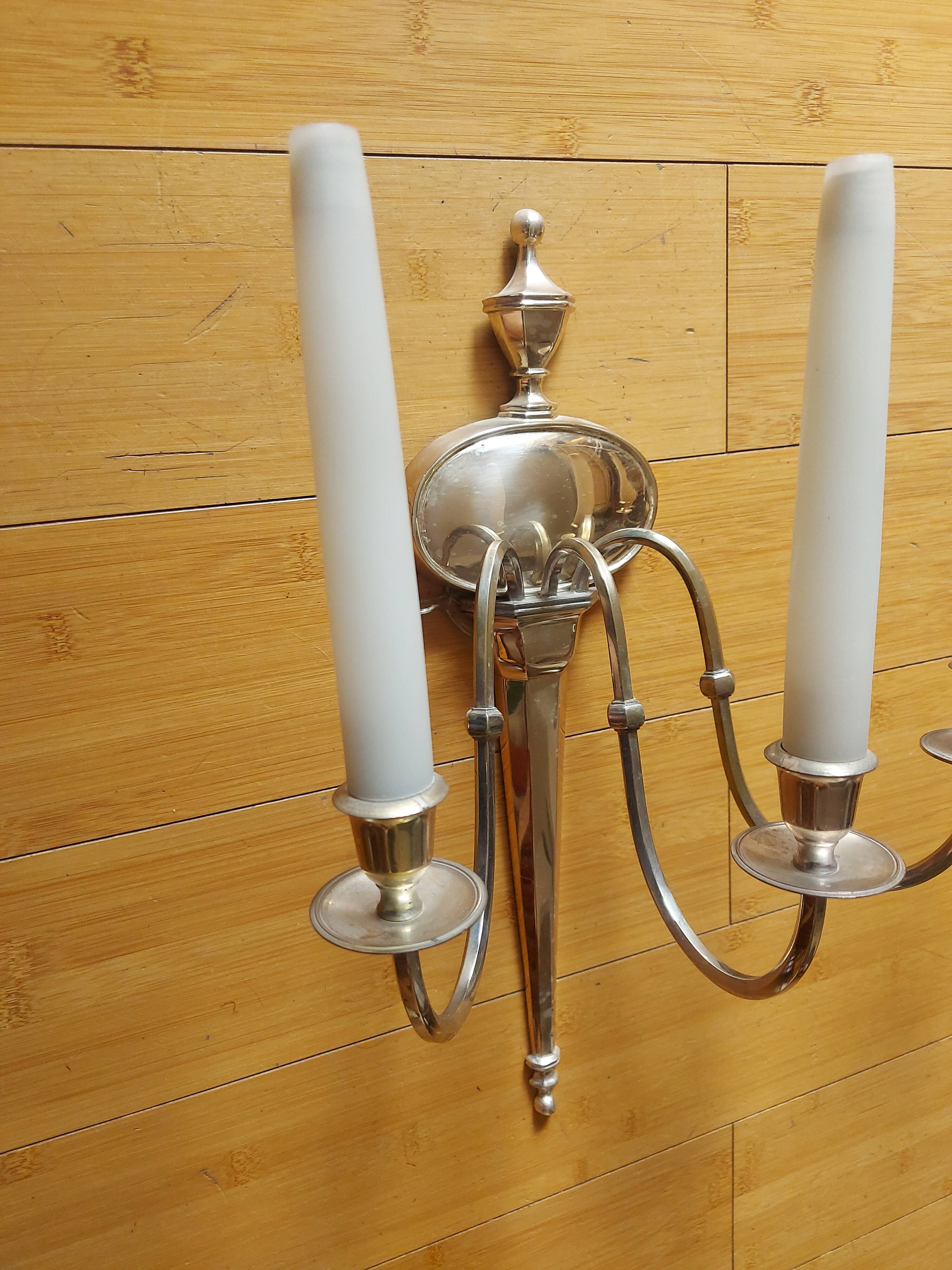2 silver bronze wall lights