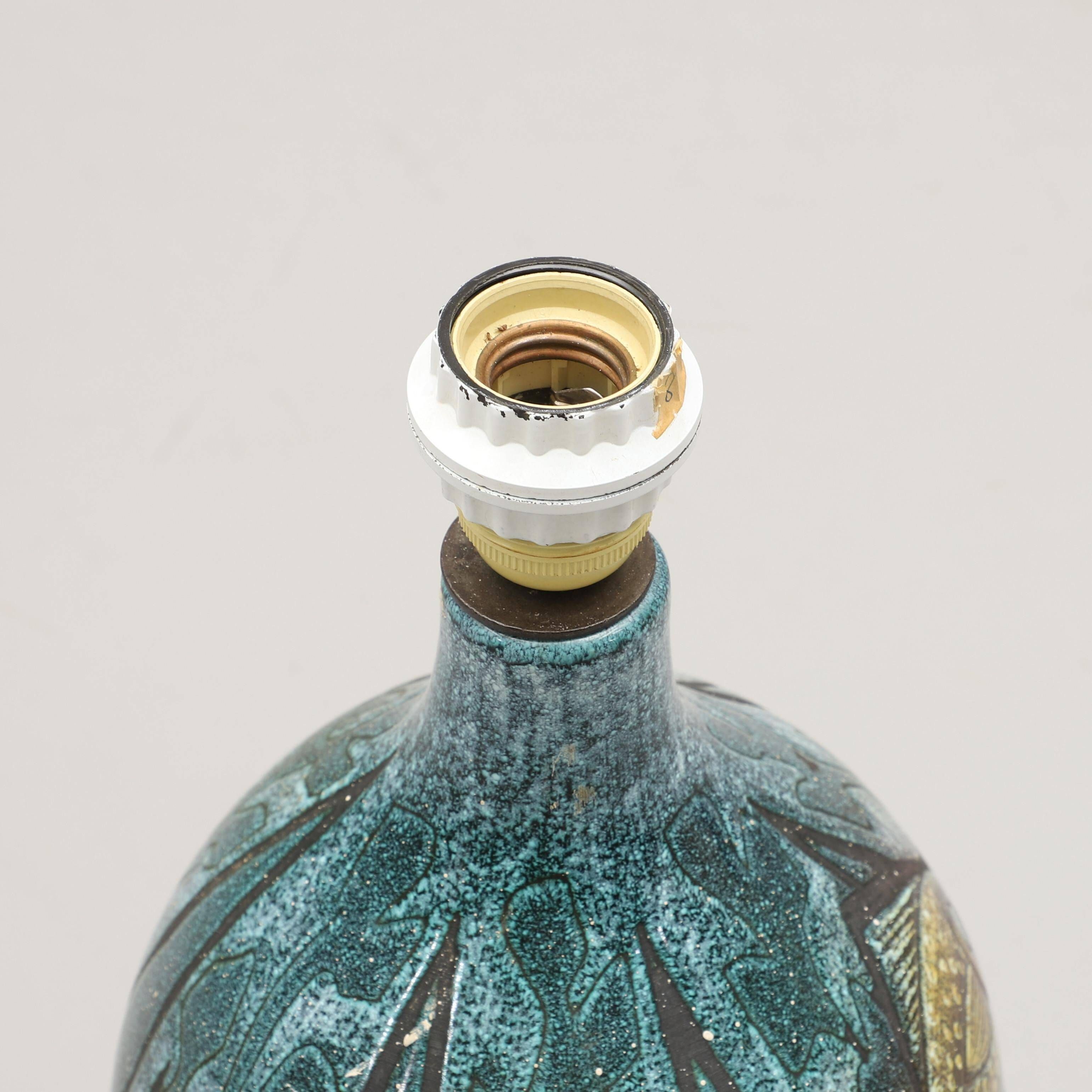 Bonnie Rehnkvist Ceramic table lamp for Torngrens, Falkenberg, Sweden, 1960