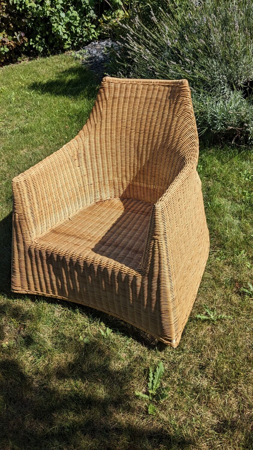 Wicker and rattan rocking chair