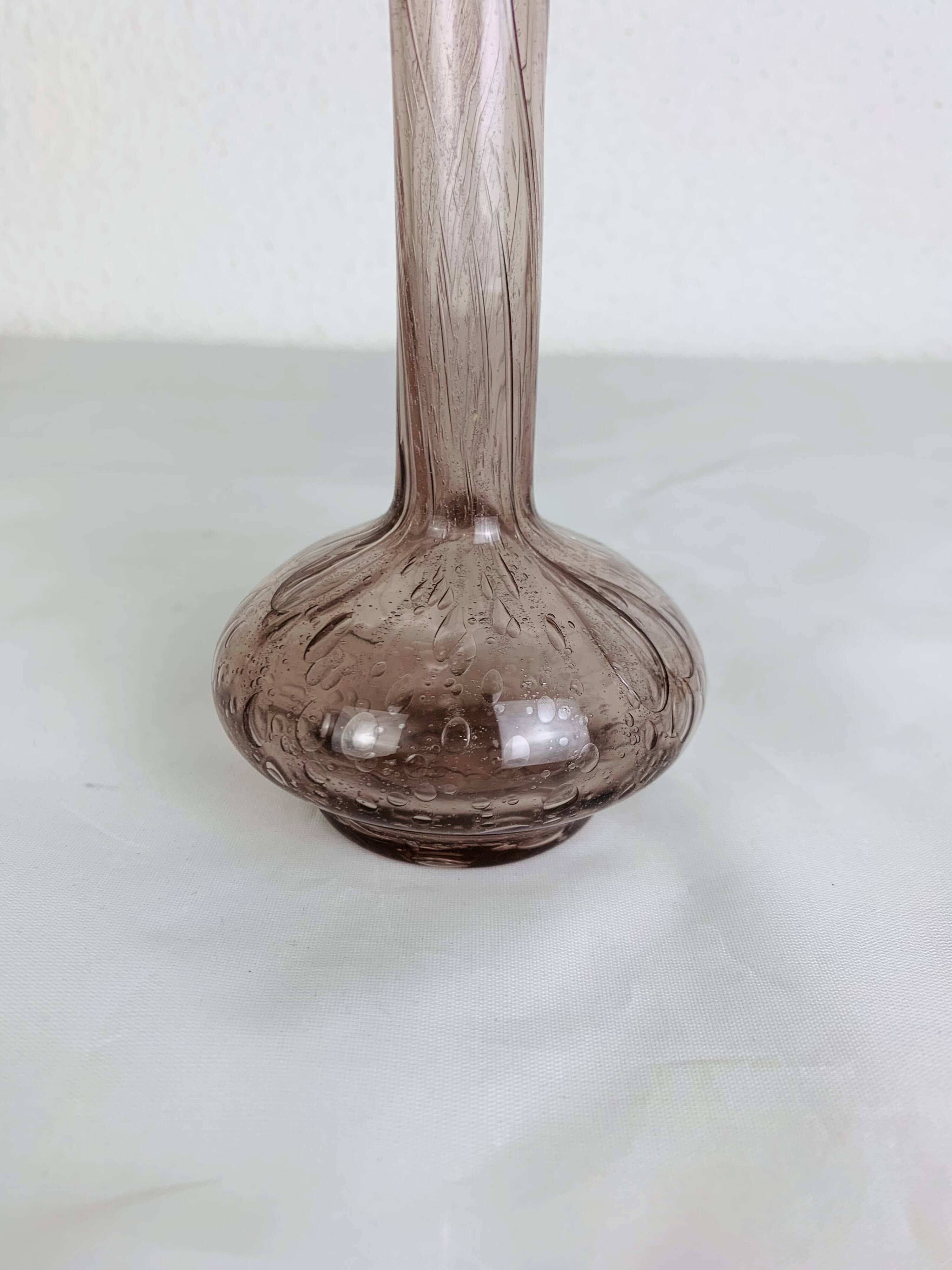 Purple bubble glass bud vase