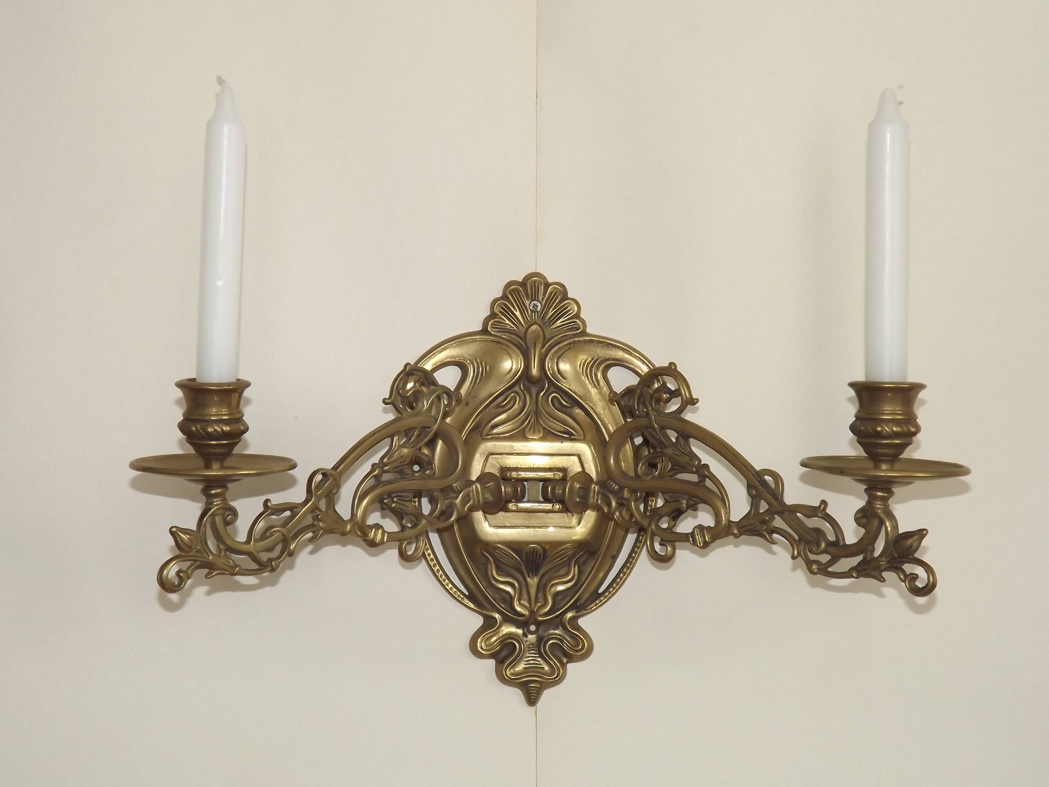 Double candle holder piano wall light in bronze 4874