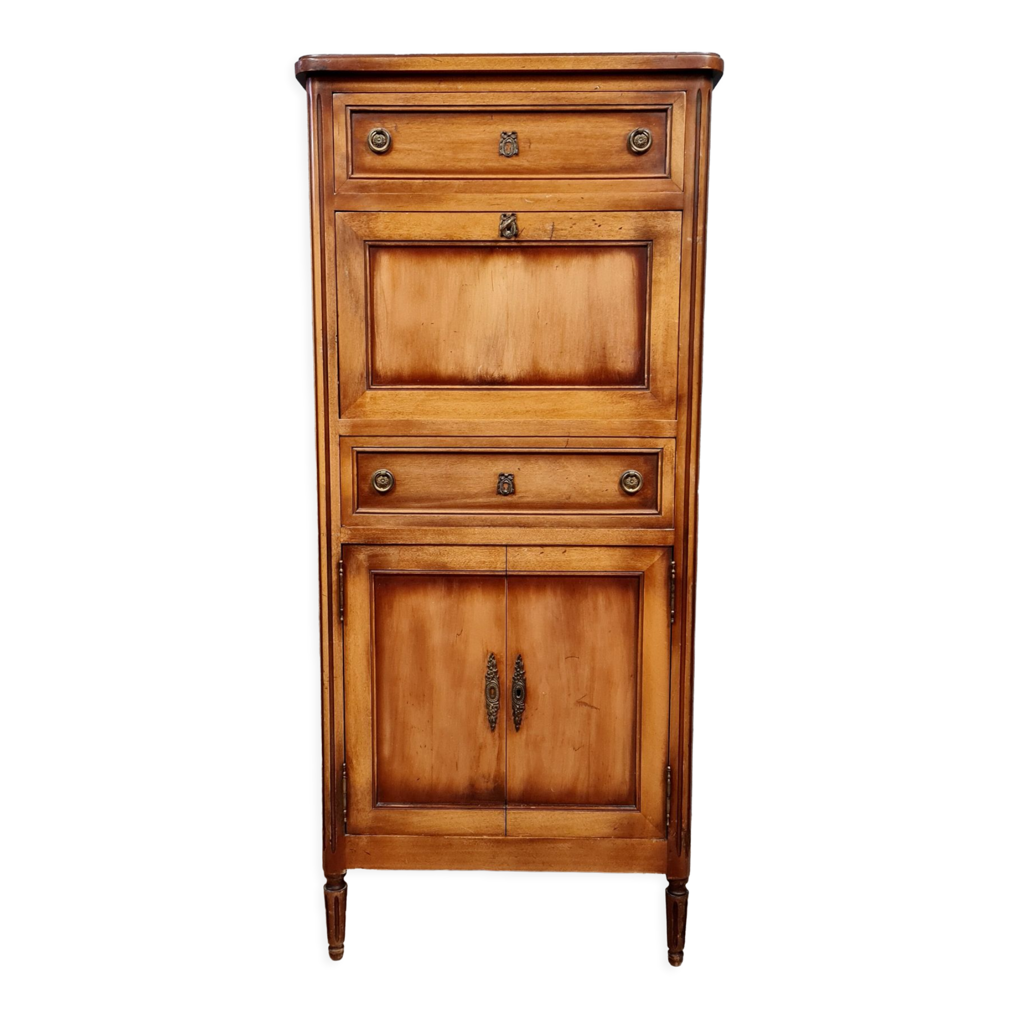 Secretary desk Louis XVI style in cherry tree circa 1950-1960