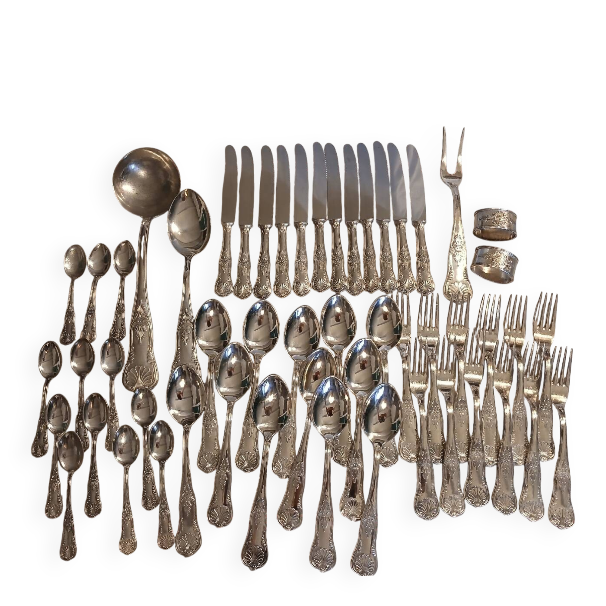 Antique flatware set for 51 place settings