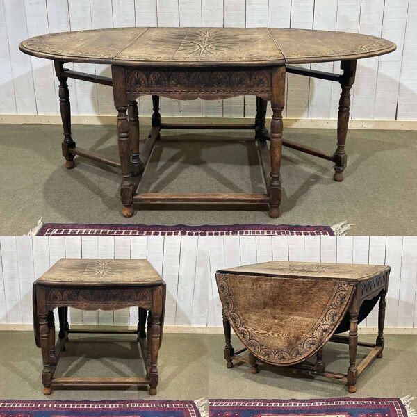 Table anglaise à abattants en chêne début XXème