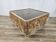 1970s coffee table covered in fabric with glass top