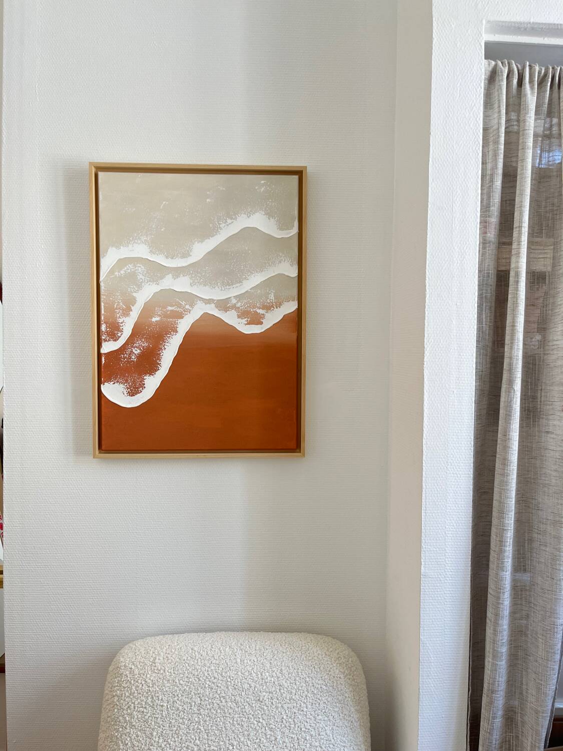 Terracotta and beige relief wave painting