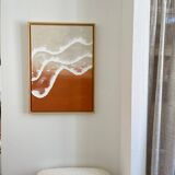 Terracotta and beige relief wave painting