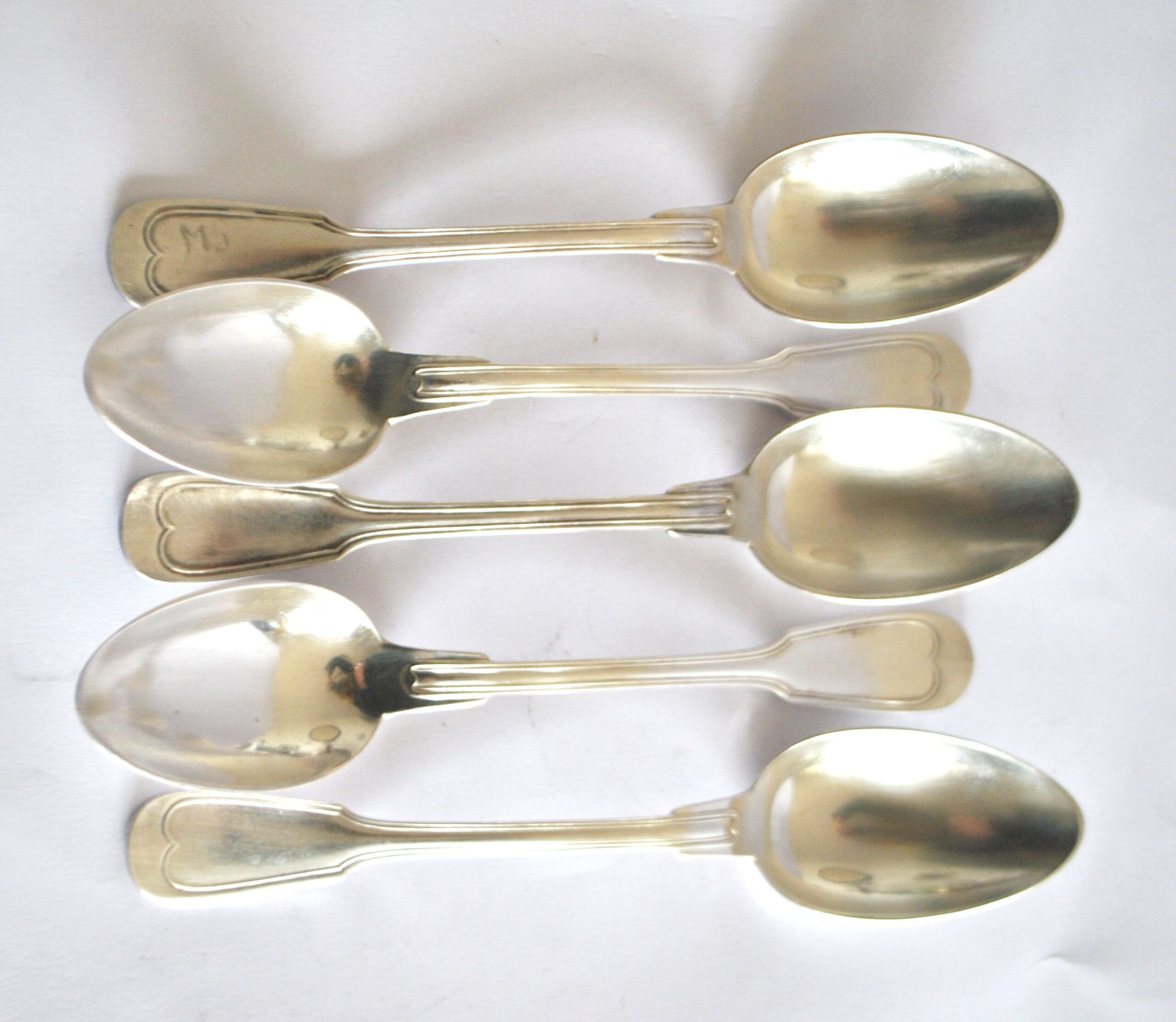 SFAM set of 5 CHINON silver-plated table spoons, antique style, 21cm