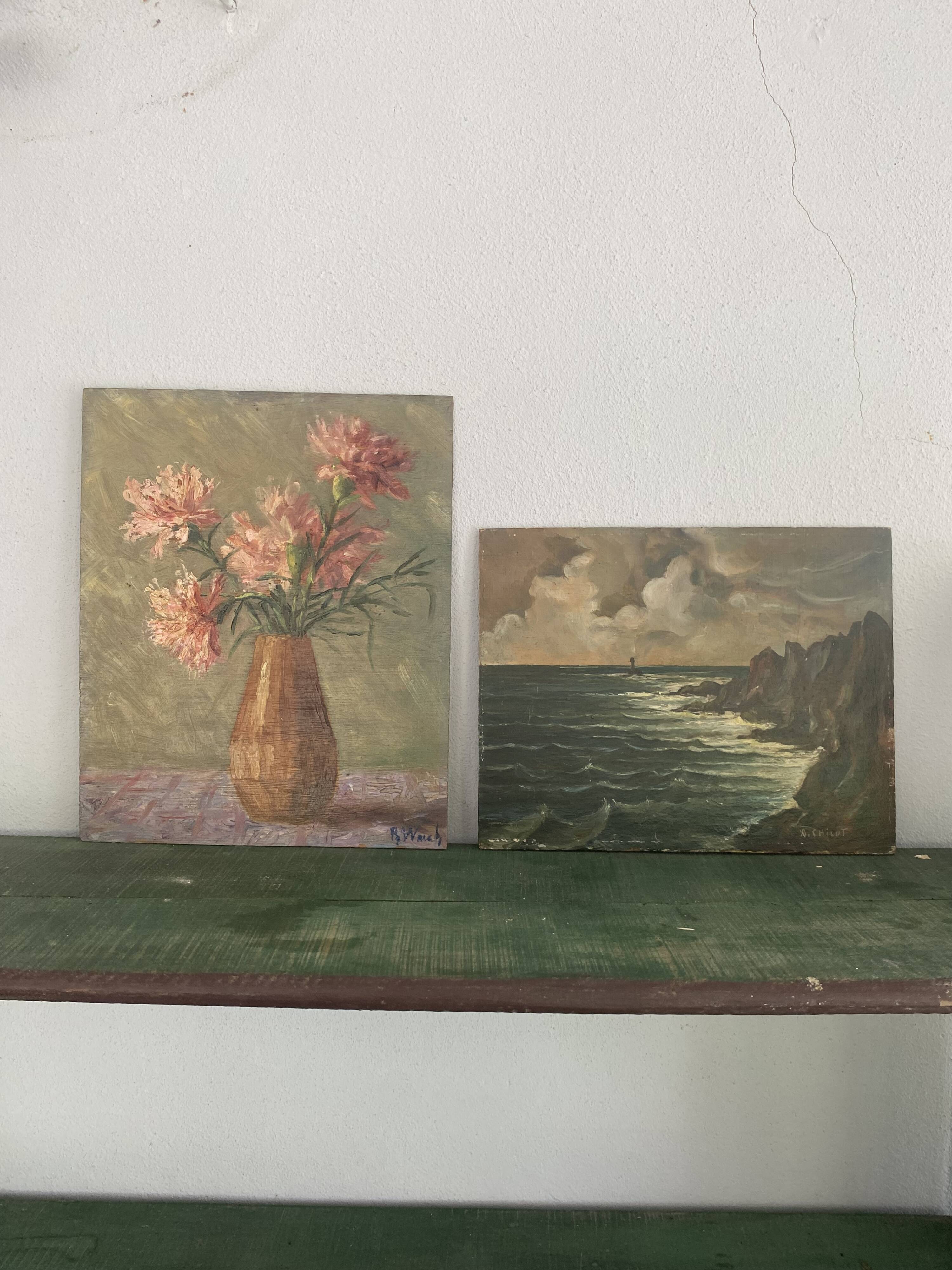 Huile sur bois signée