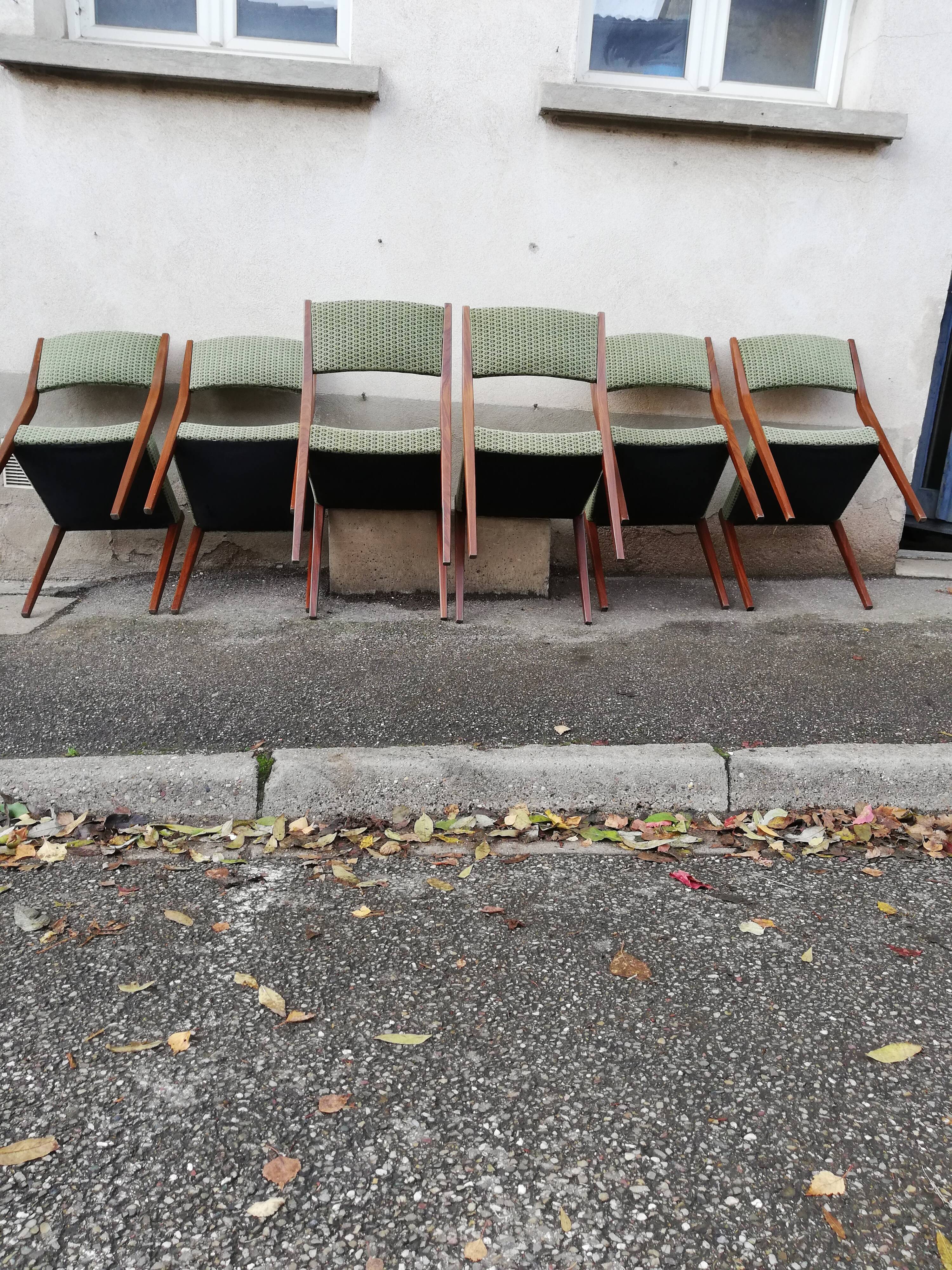 Set de 6 chaises scandinaves tissu vert