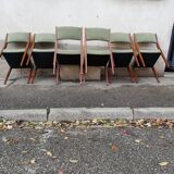 Set of 6 Scandinavian chairs green fabric