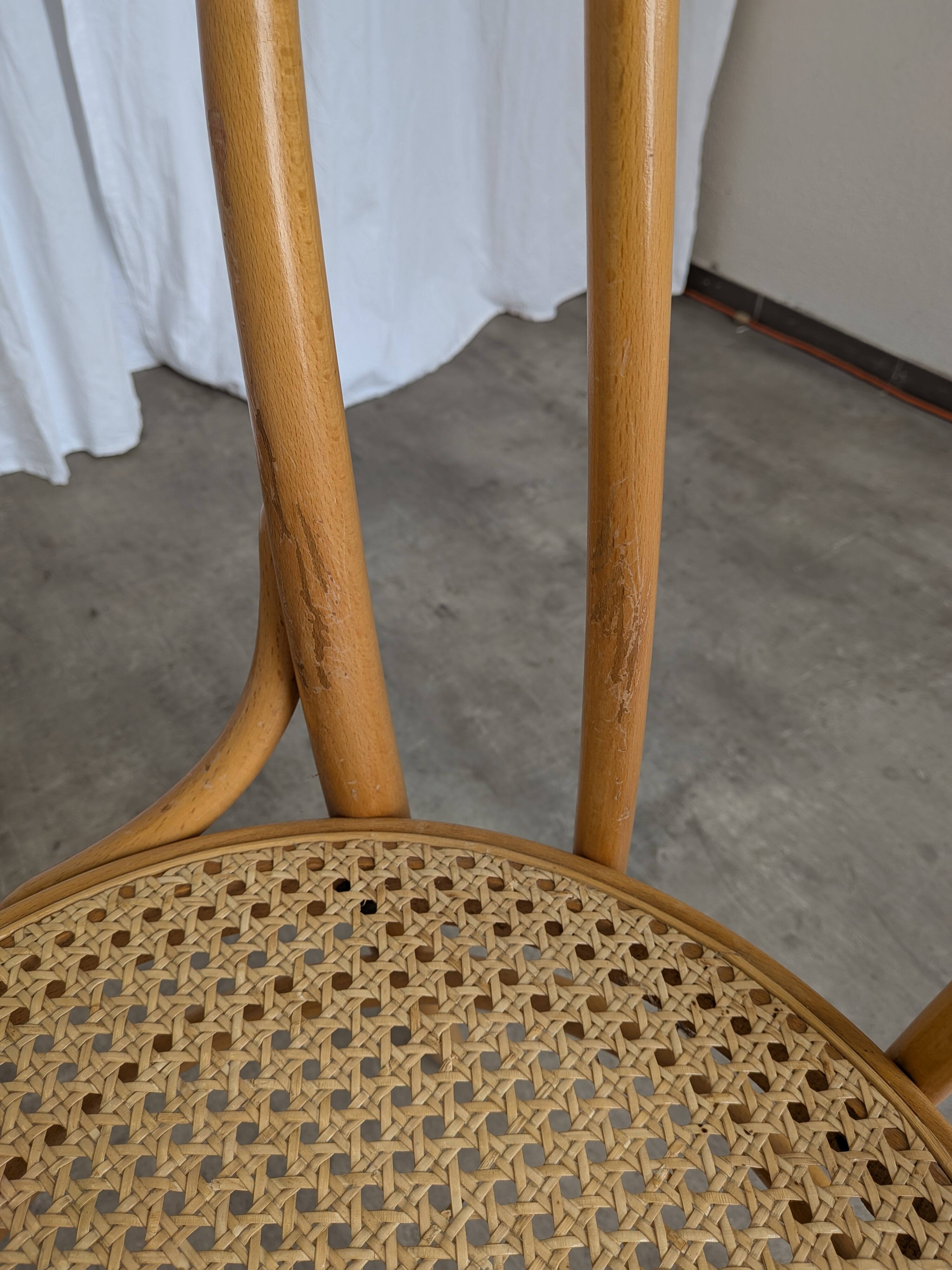 Set of 2 Thonet Style Bentwood Chairs with Cane Seat / Mid-Century Dining F
