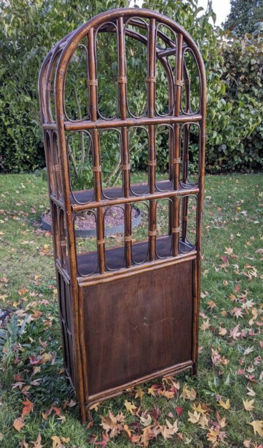 Vintage rattan bookcase shelf