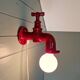 Red ceramic faucet wall light, 70s