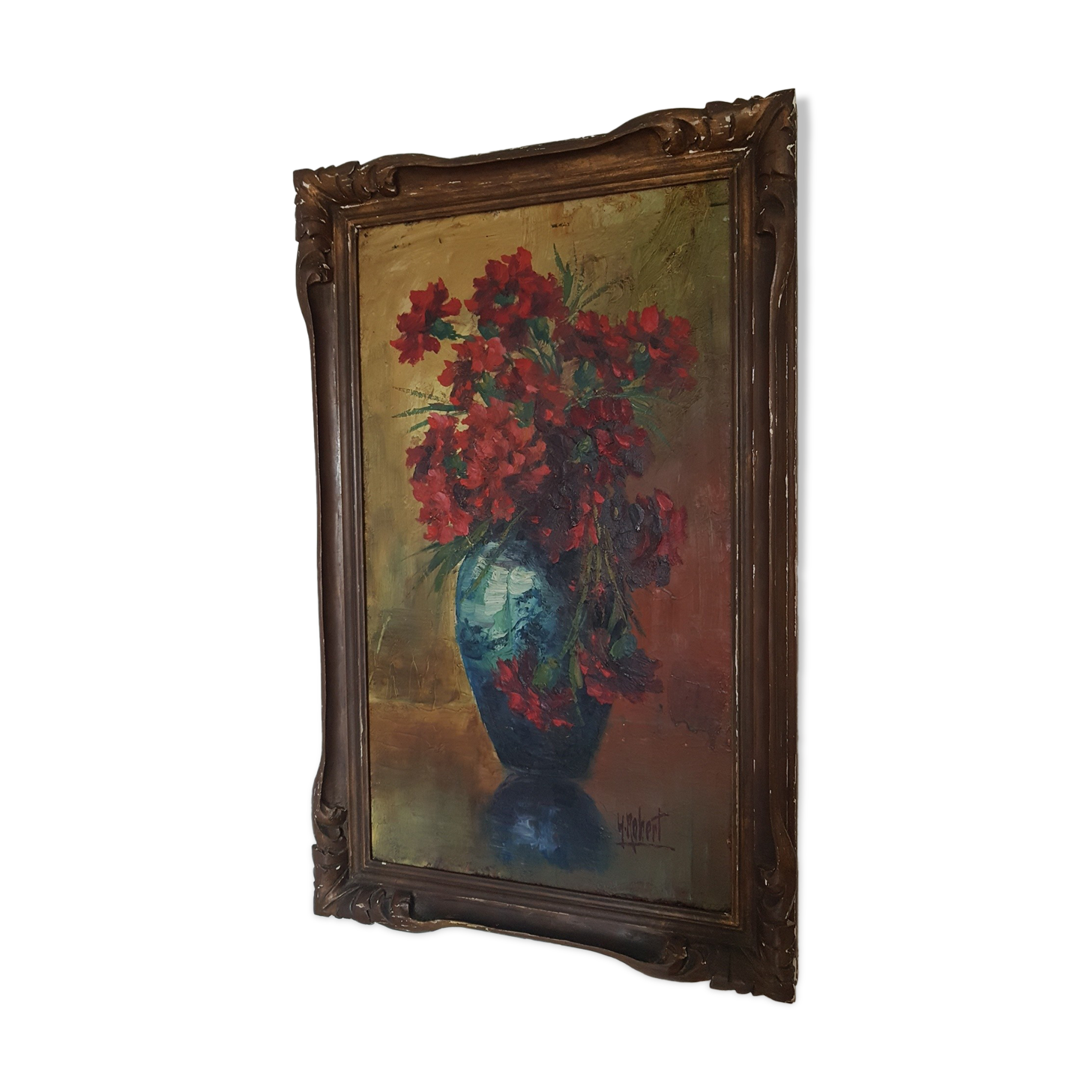 Art Deco flower bouquet oil painting