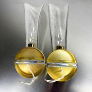 Pair of Murano frosted glass leaf sconces, gilt brass, Italy, 1970s