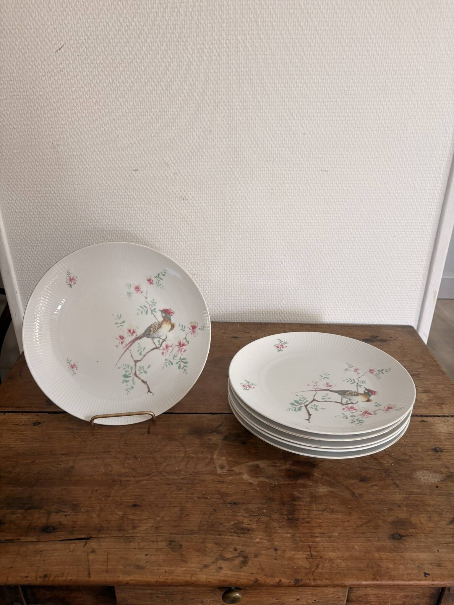 Lot of 6 Flat Plates Seltmann Weiden Bavaria Porcelain Pheasant Birds