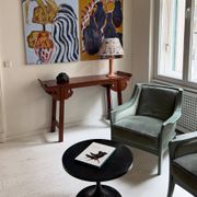 Pair Lounge Chairs in green velvet and lacquered wood, France, 1950