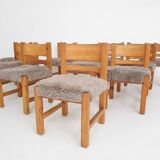 Set of 10 pinewood dining chair in the style of Ate van Apeldoorn, The Netherlands 1970's