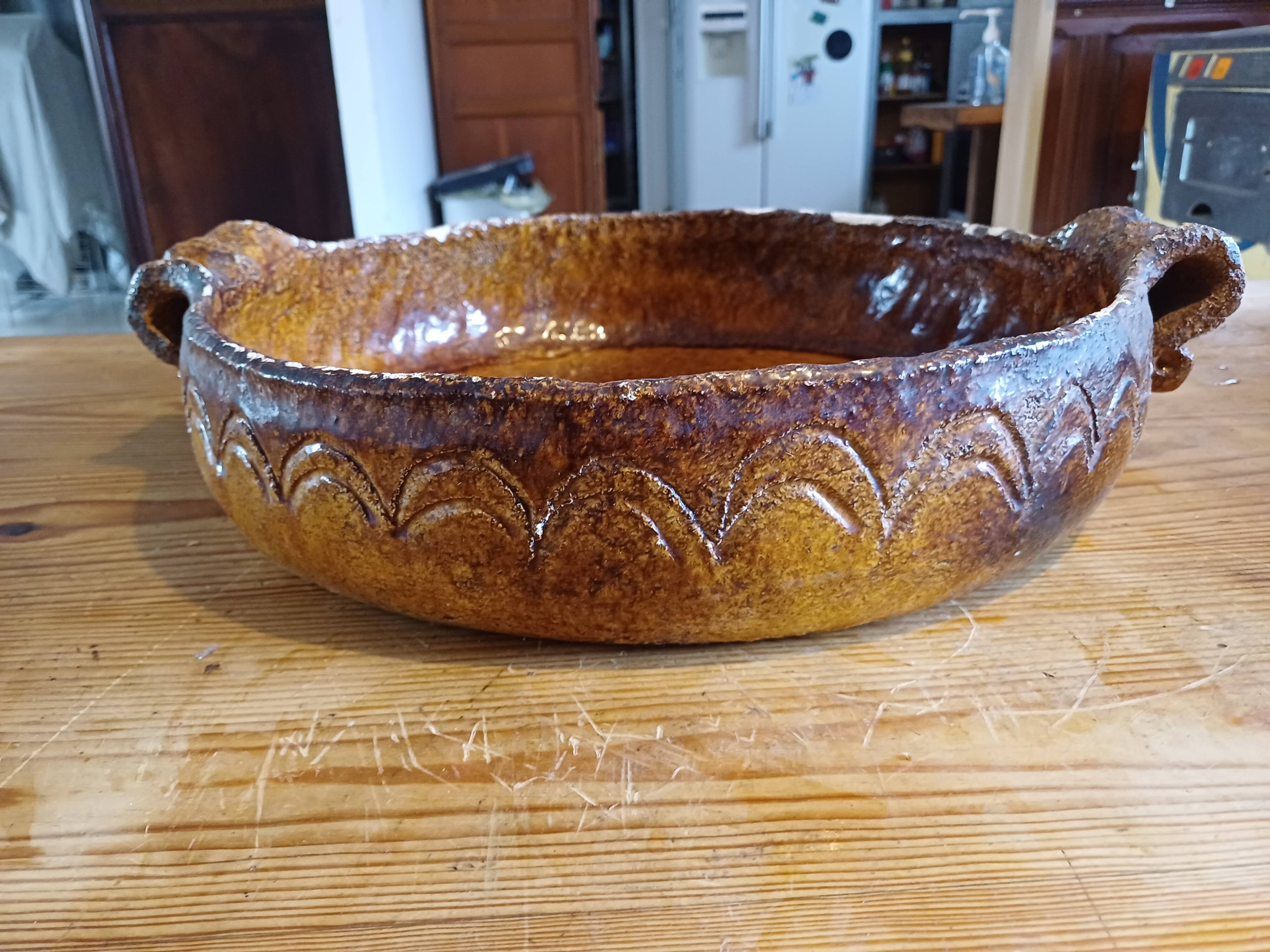 19th century enamelled terracotta dish