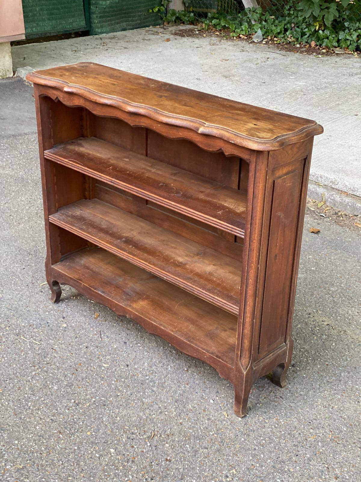 Bibus Louis XV bookcase in solid wood, dark oak finish, 19th century