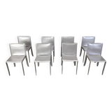 Chaises de salle à manger en cuir gris par Cattelan Italie, lot de 8 - années 1980