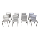 Grey leather dining chairs by Cattelan Italy, set of 8 - 1980s