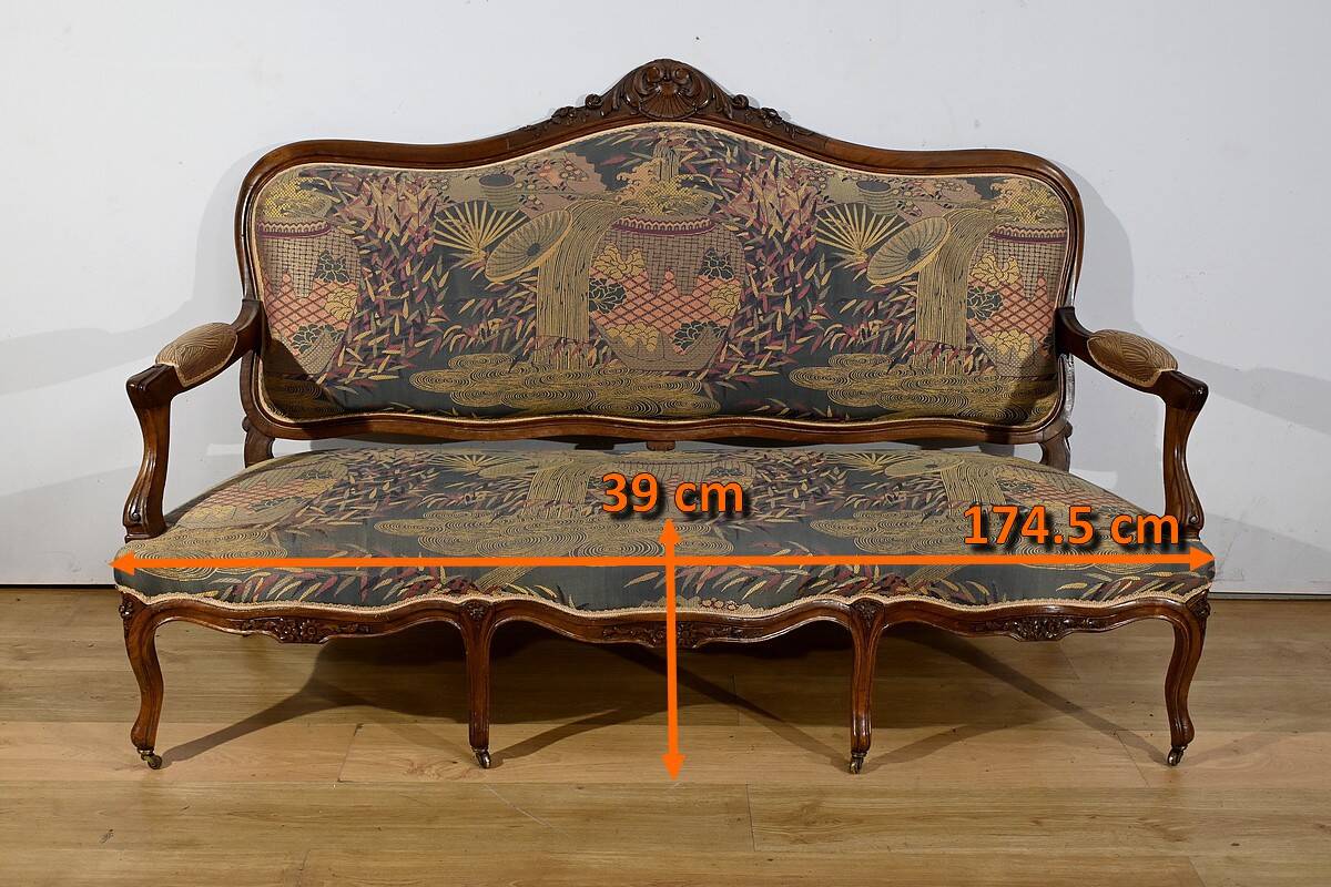 Louis XV style living room in walnut – 1920