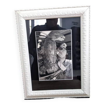 Black and white photo Cesar Baldaccini working on the framed centaur
