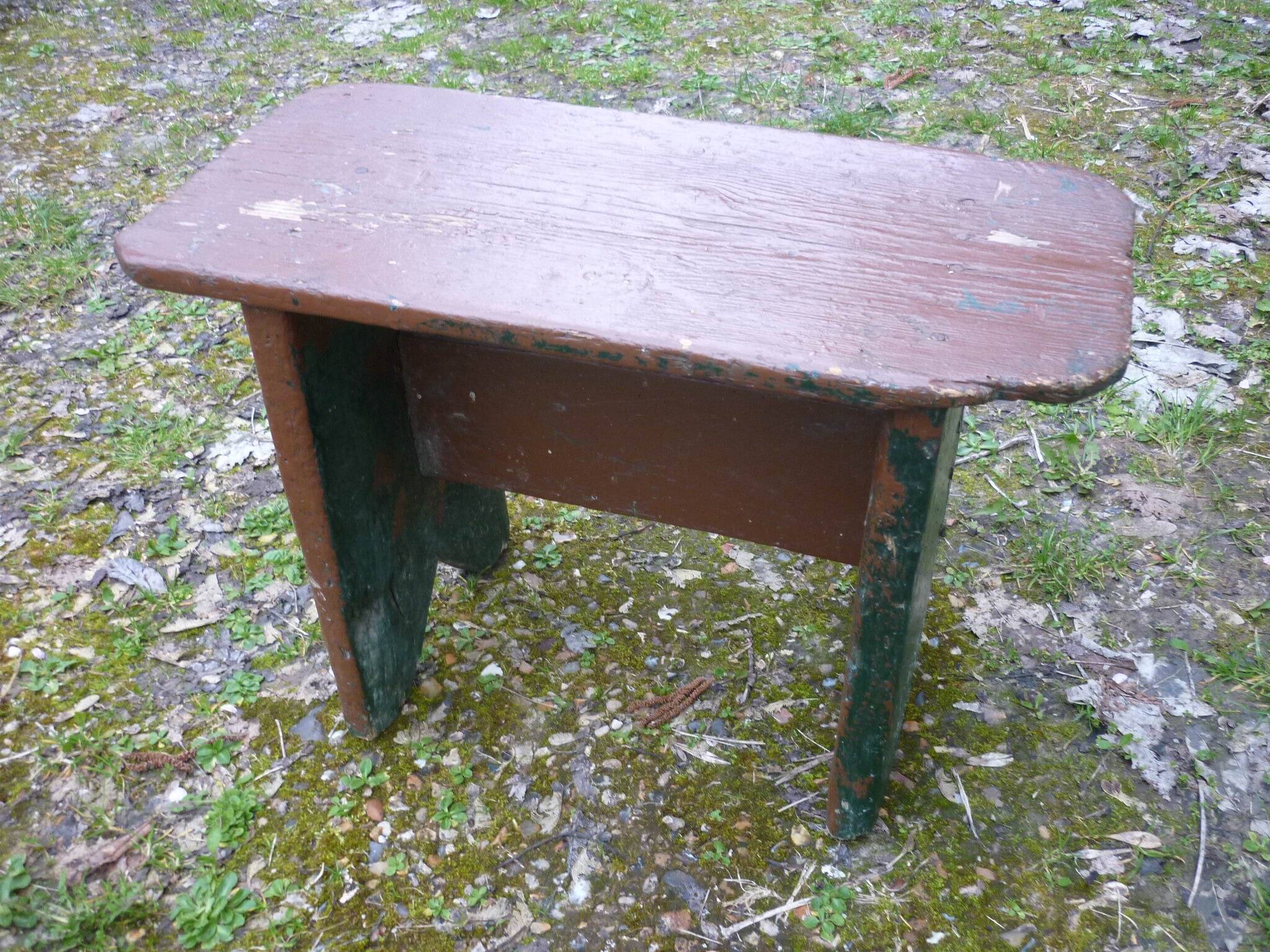 Vintage brutalist farmhouse stool bench