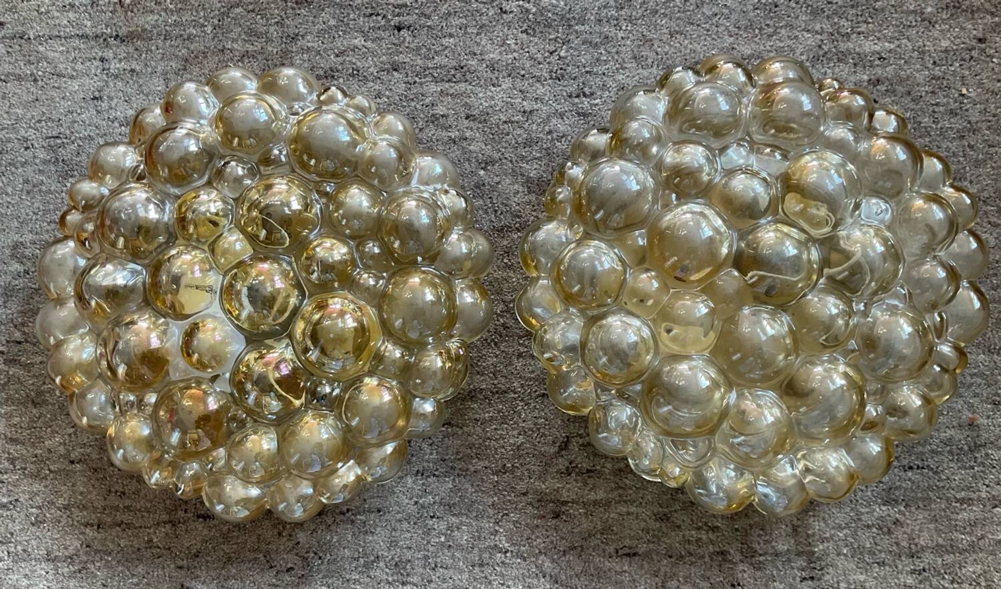 Pair of Bubble-Helana Tynell wall lights or ceiling lights from the 1970s.