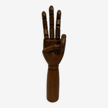 Large articulated wooden hand