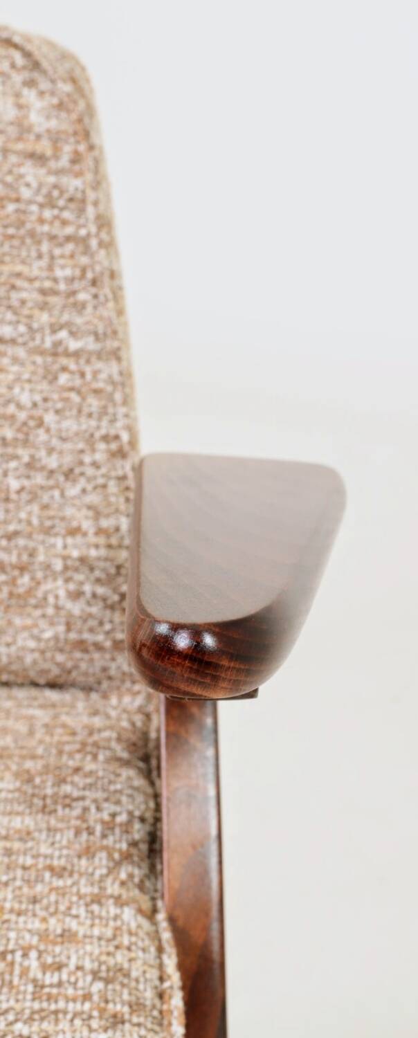 Scandinavian armchair in granola brown, mid-century modern design by Chier.