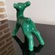 Vintage art deco green earthenware doe from the 60s