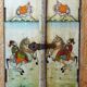 Mirror window Rajasthan in hand-painted bone decor with an ancient horseman from the early 20th century.